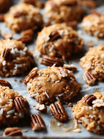No-Bake Pecan Coconut Praline Cookies