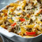Philly Cheesesteak Pasta Bake