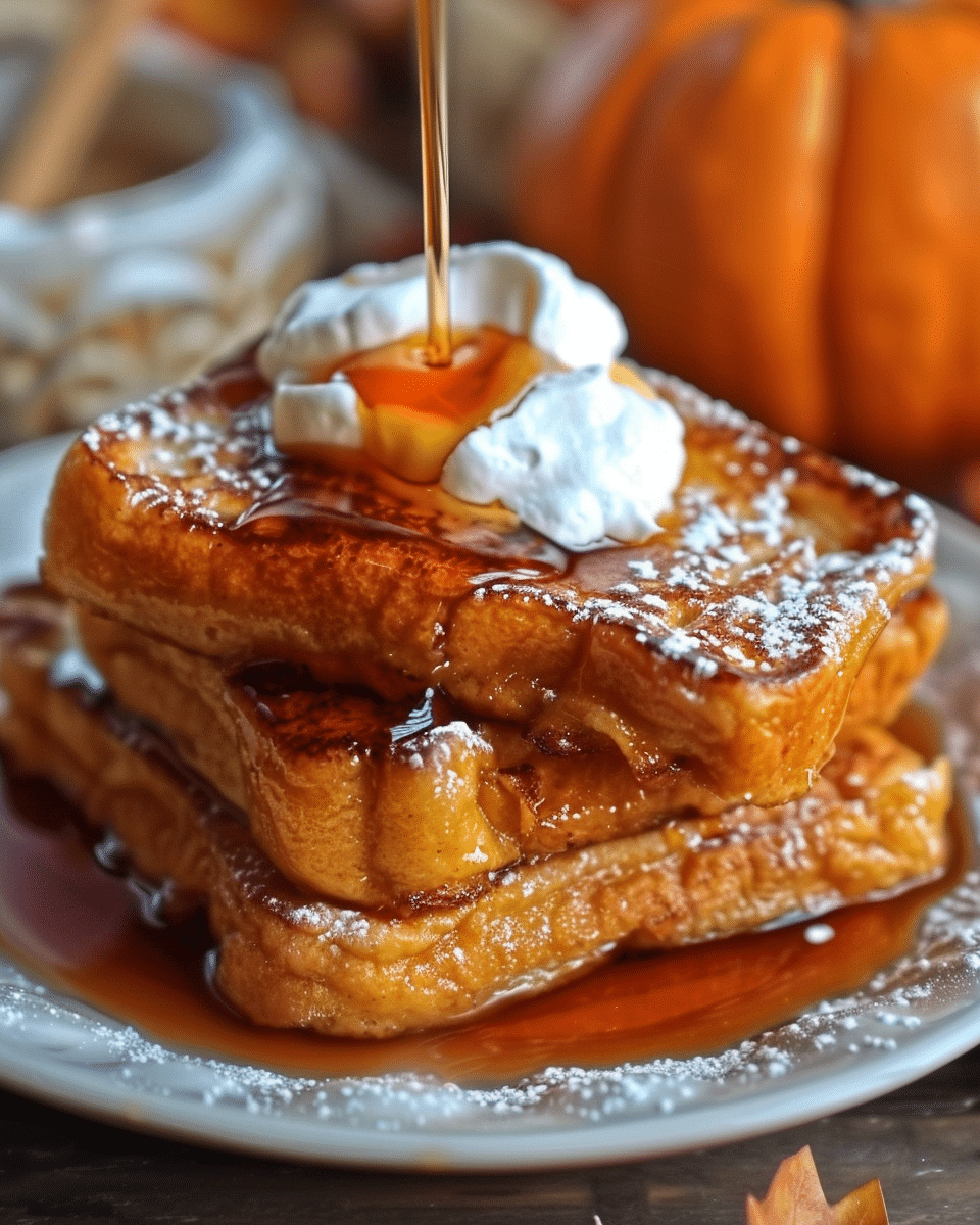Pumpkin Pie French Toast with Homemade Pumpkin Syrup