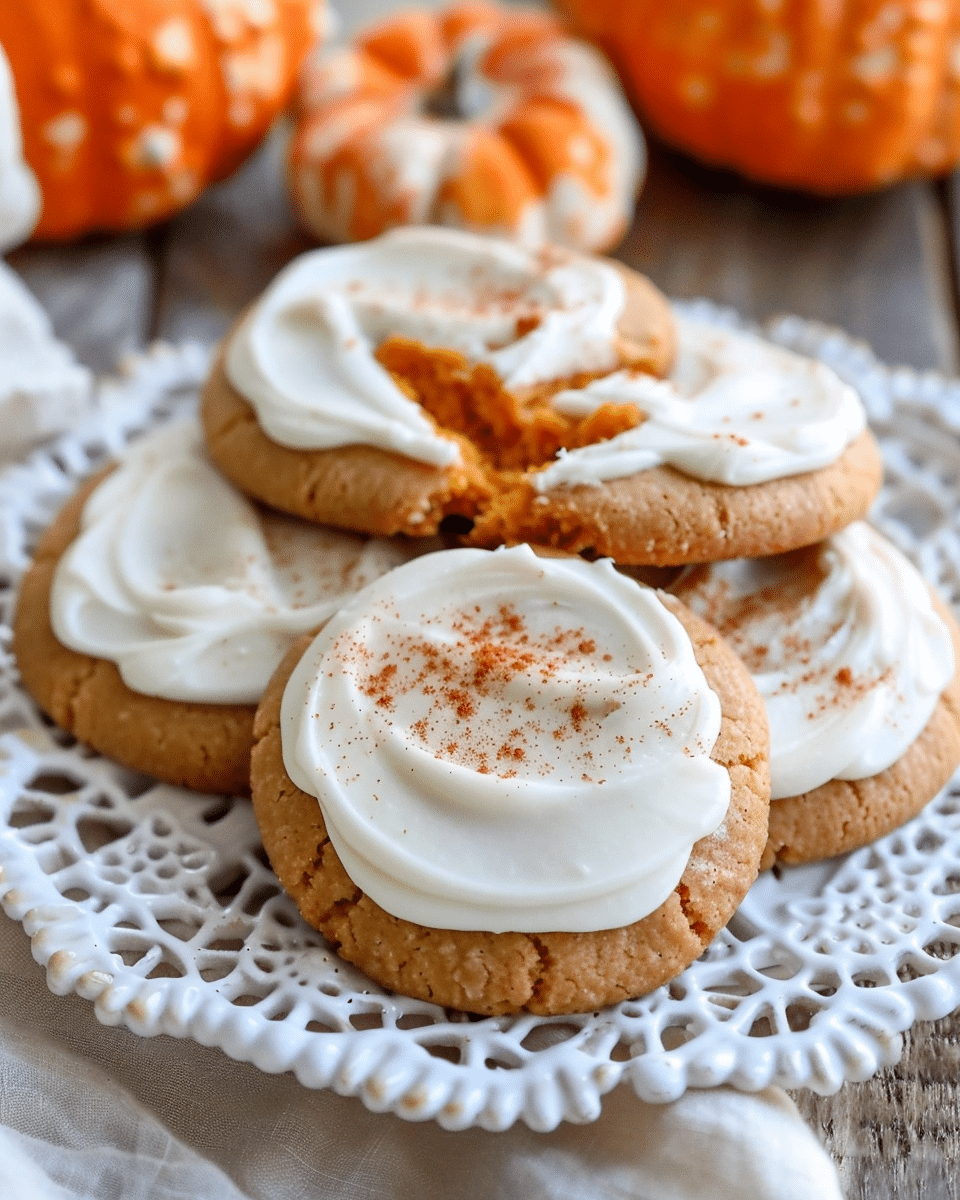 Pumpkin Sugar Cookies with Cream Cheese Frosting