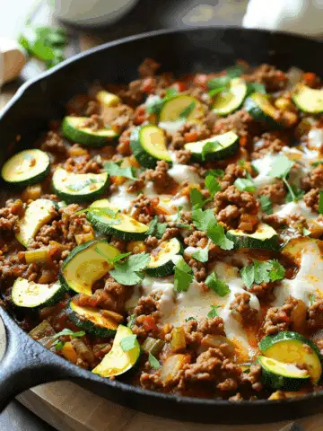Quick Zucchini and Ground Beef Skillet