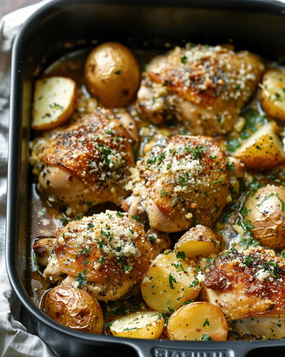 Slow Cooker Garlic Parmesan Chicken and Potatoes