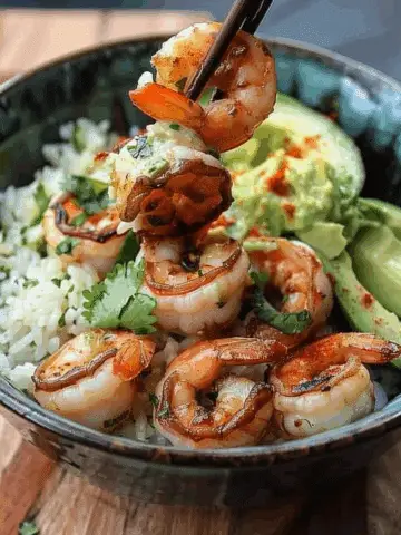 Spicy Shrimp and Avocado Rice Bowl