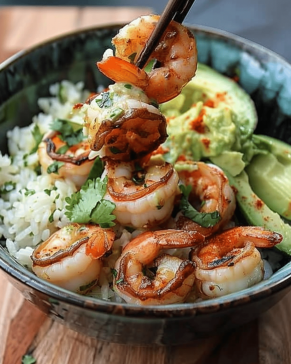 Spicy Shrimp and Avocado Rice Bowl