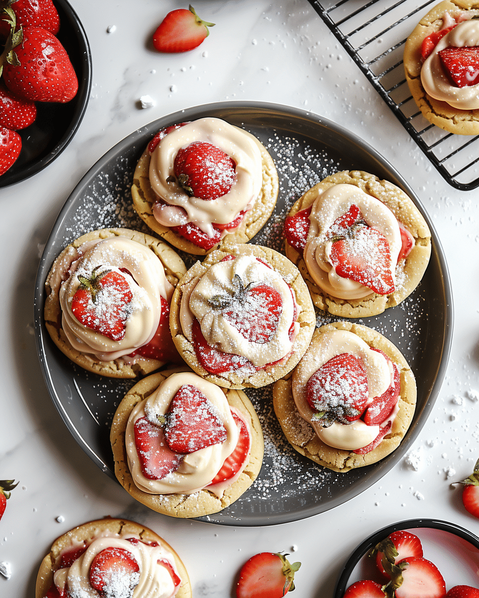 Strawberry Cheesecake Stuffed Cookies