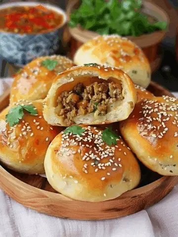 Baked Sesame Buns with Savory Minced Meat