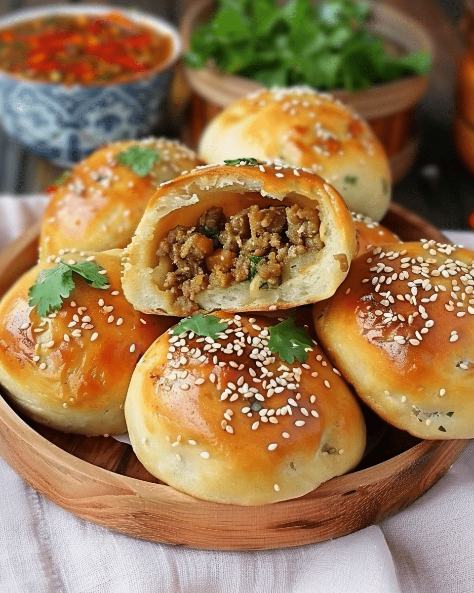 Baked Sesame Buns with Savory Minced Meat