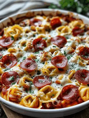 Cheese Tortellini Pepperoni Pizza Casserole