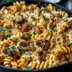 Cheesy Cajun Garlic Chicken Rotini Skillet