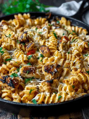Cheesy Cajun Garlic Chicken Rotini Skillet