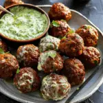 Christmas Spicy Lamb Meatballs with Green Goddess Dip