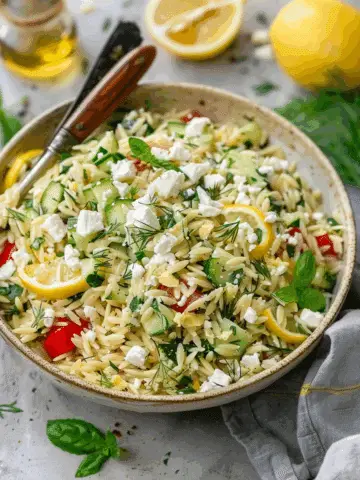 Easy Lemon Orzo Salad With Feta