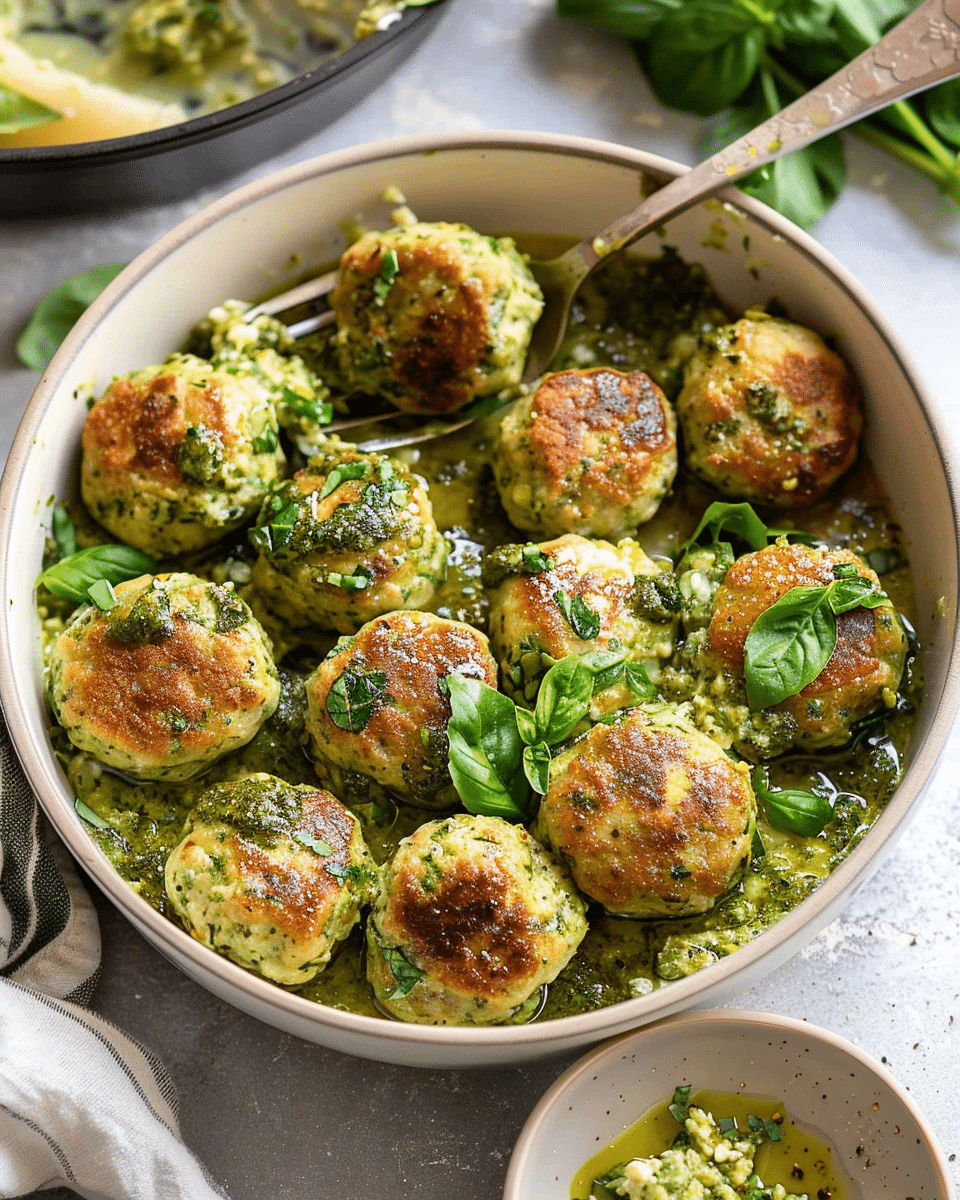 Green Goddess Chicken Ricotta Meatballs