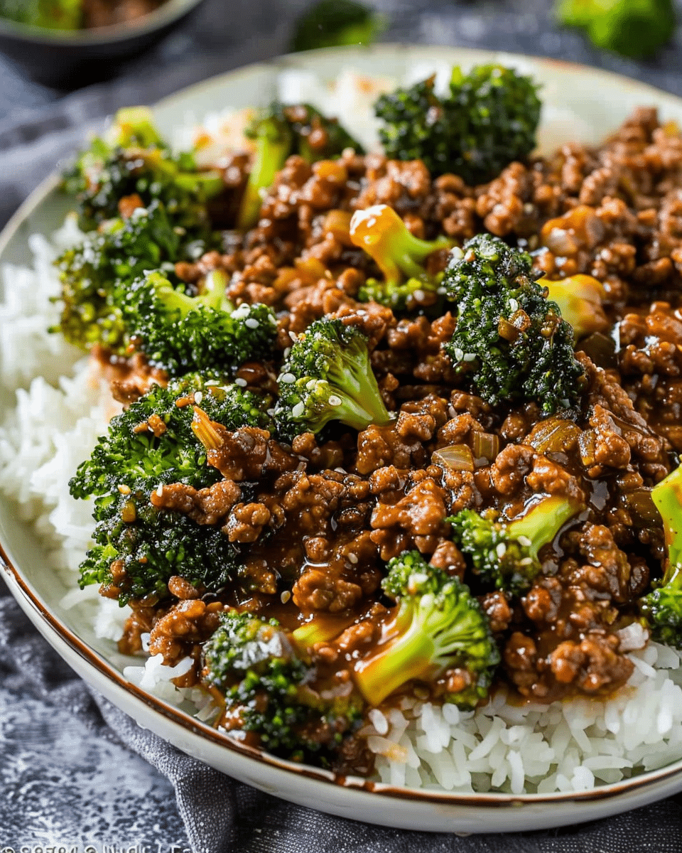 Honey Garlic Ground Beef and Broccoli