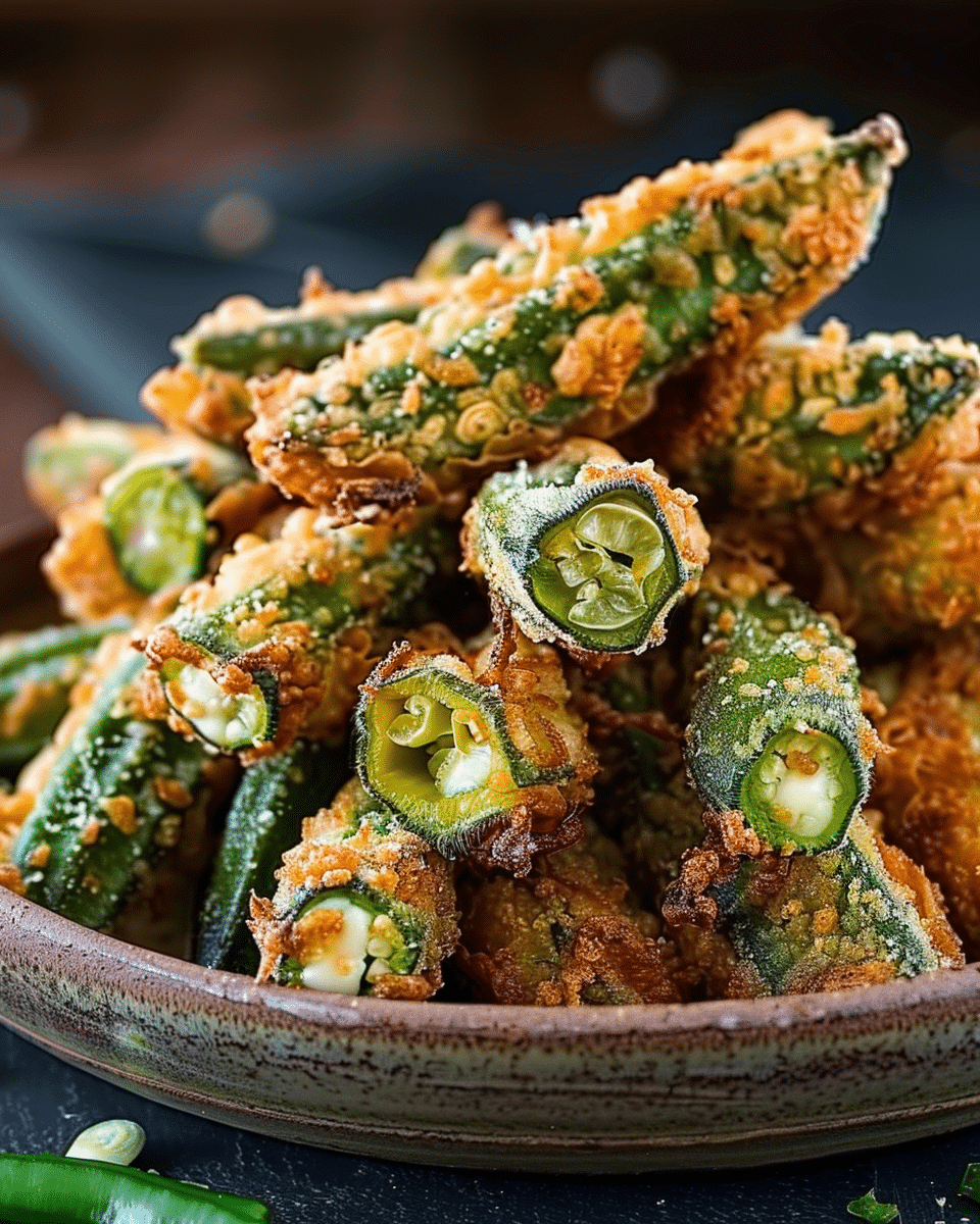 Pepper Jack Cheese Stuffed Fried Okra