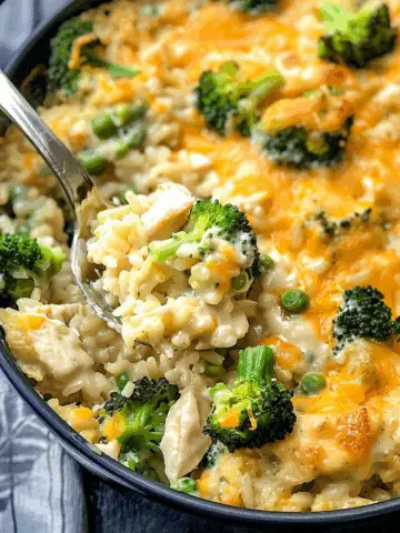 Creamy Chicken Broccoli Rice Cheese Casserole