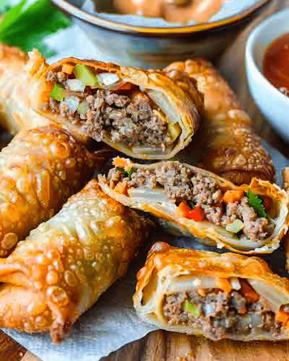 Crispy Cheeseburger Egg Rolls