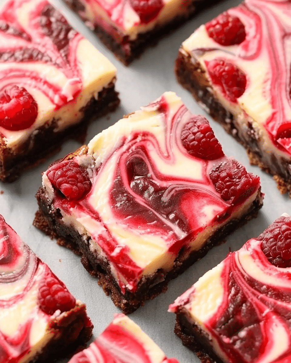 Decadent Raspberry Swirled Brownie Cheesecake Bars