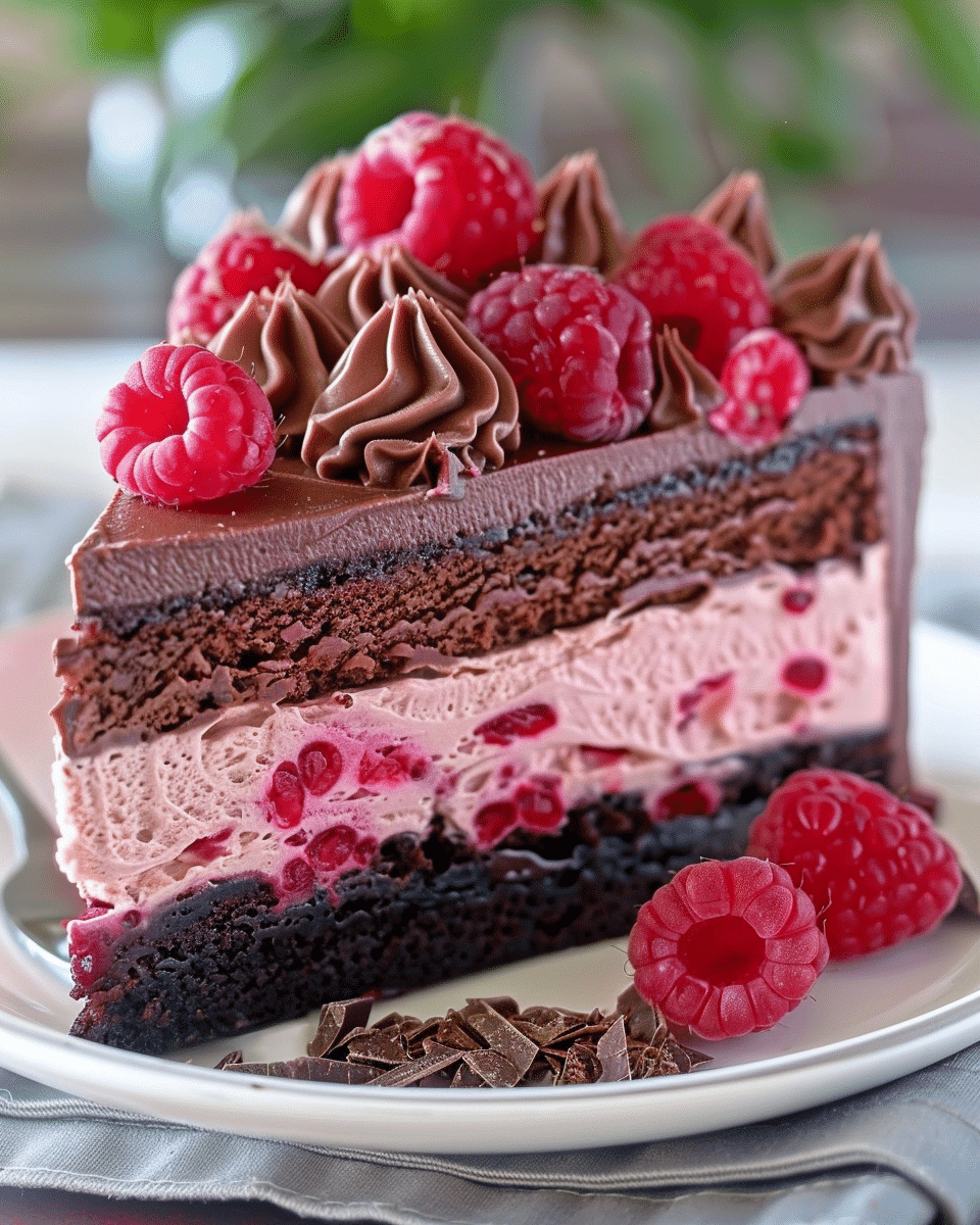 Heavenly Raspberry Chocolate Mousse Cake