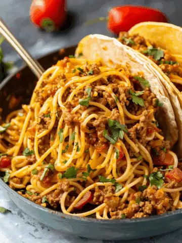 Spaghetti Tacos with Ground Beef