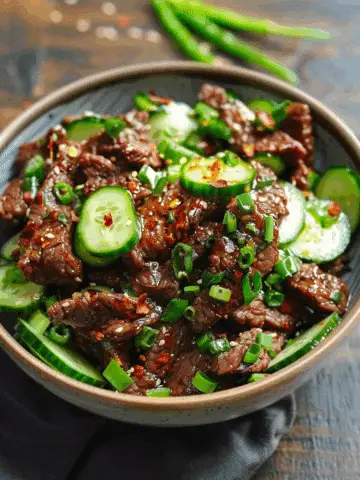 Spicy Keto Korean Beef with Cucumber Salad