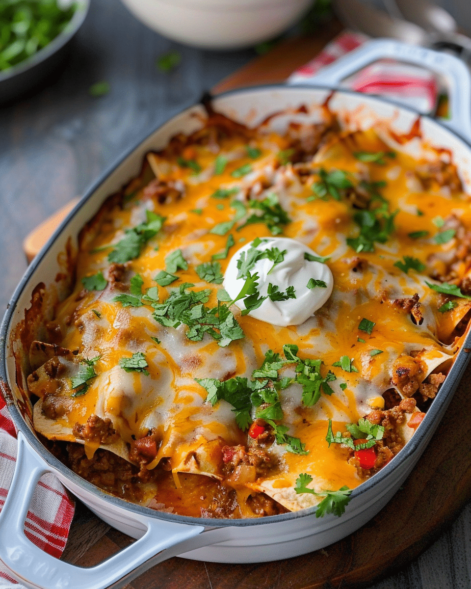 15 Minute Ground Beef Enchilada Casserole