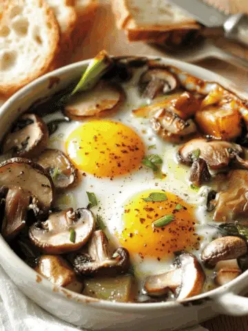 Baked Eggs with Sautéed Mushrooms