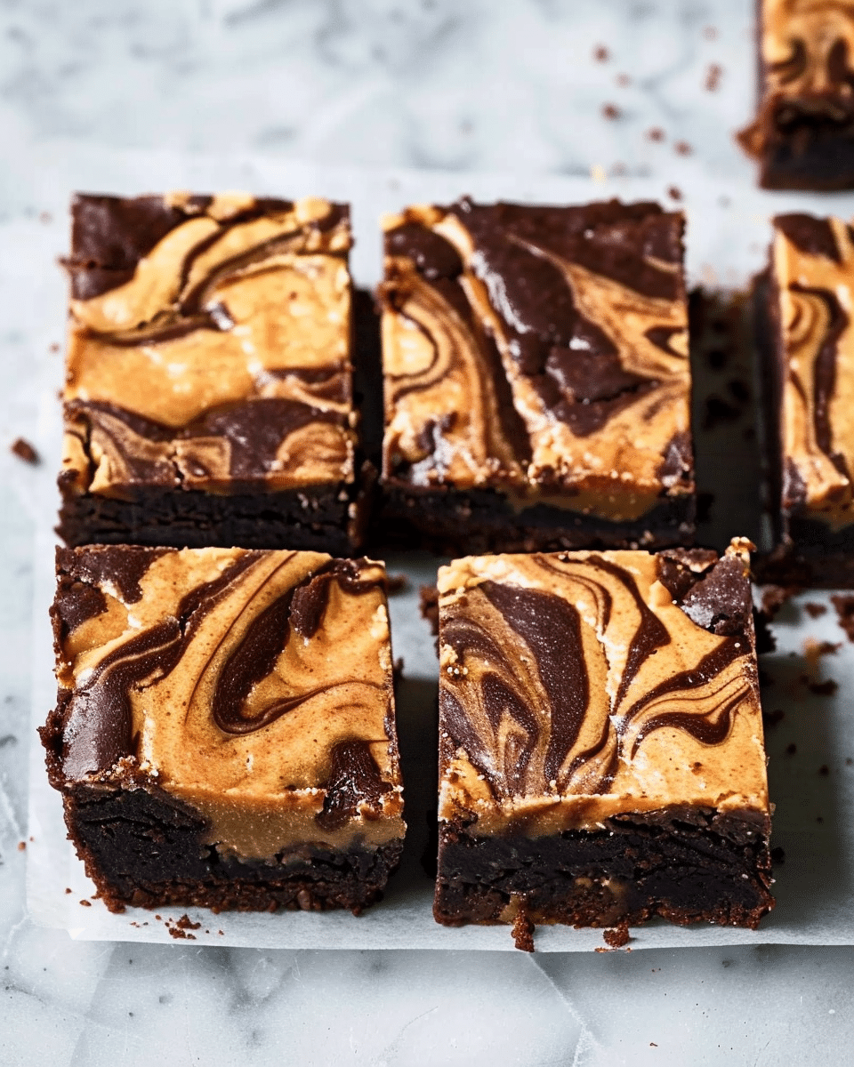 Creamy Peanut Butter Brownie Swirl Bars