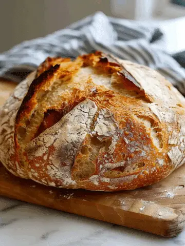 Crusty Golden Sourdough Bread with a Soft Chewy Center