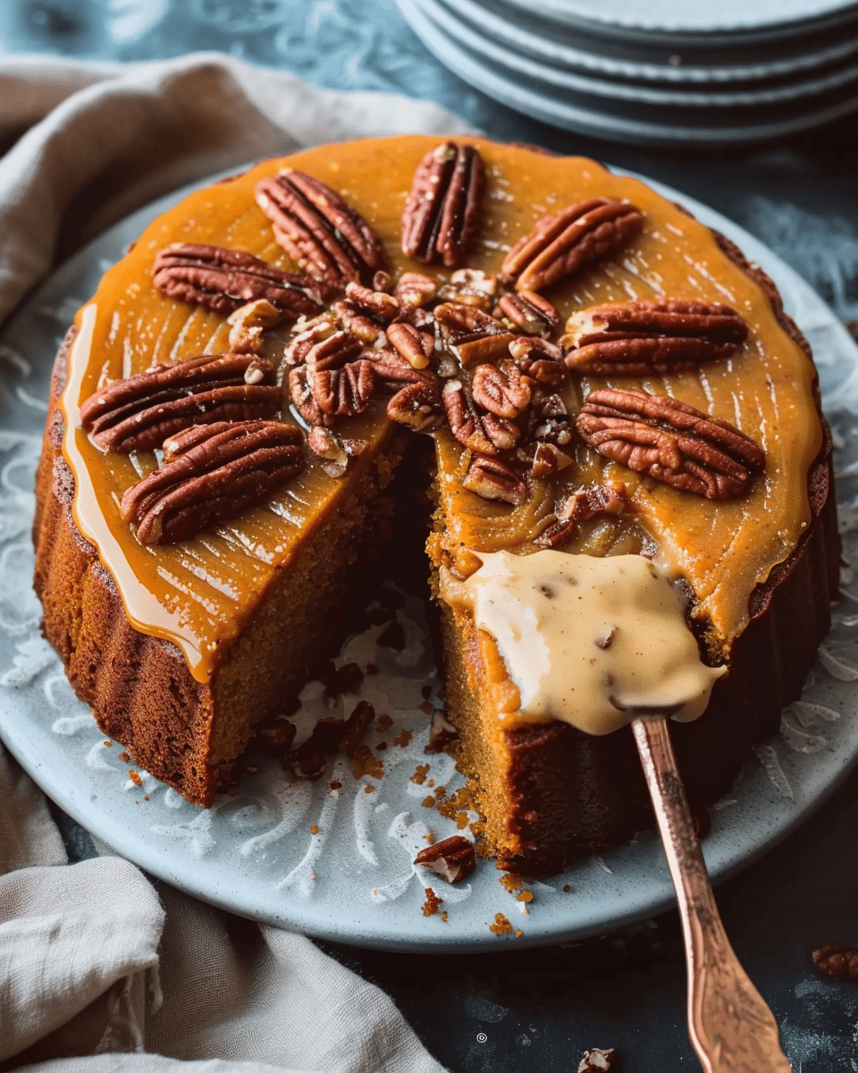 Flourless Maple Pecan Pumpkin Yogurt Cake
