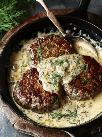 Hamburger Steaks in Creamy Dill Sauce