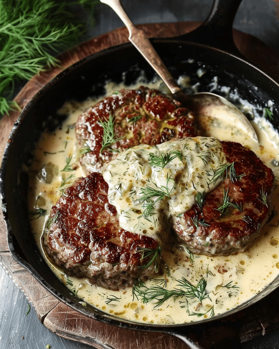 Hamburger Steaks in Creamy Dill Sauce