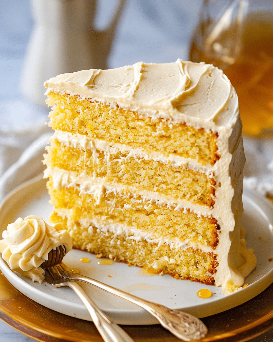 Layered Cornbread Cake with Whipped Honey Butter Frosting