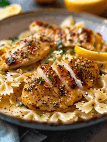 Lemon Garlic Chicken with Creamy Bowtie Pasta