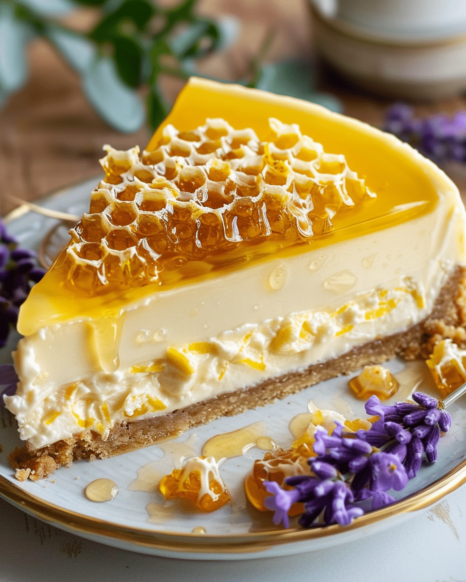 Lemon Lavender Cheesecake with Honeycomb
