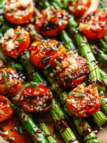Parmesan Roasted Asparagus with Cherry Tomatoes & Balsamic Glaze
