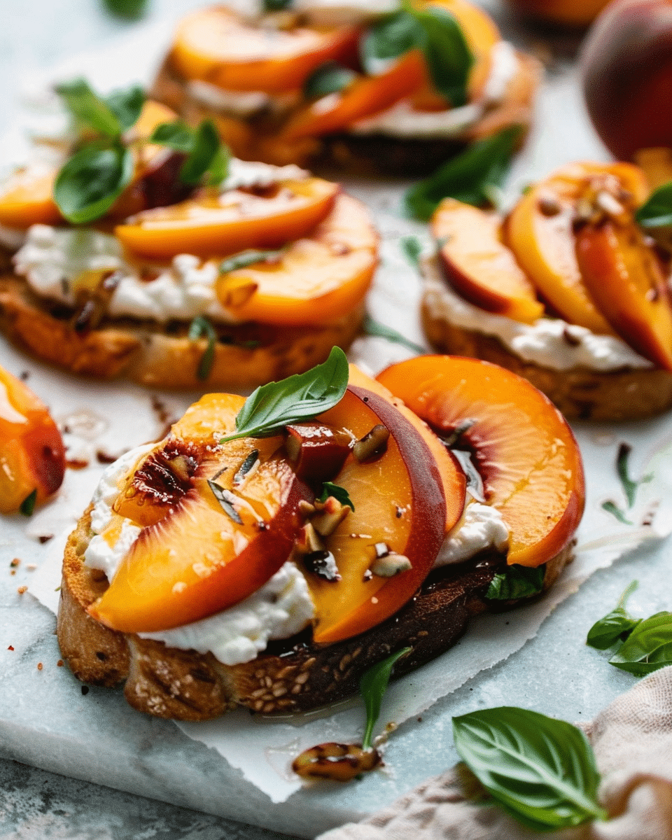 Peach Bruschetta with Whipped Ricotta