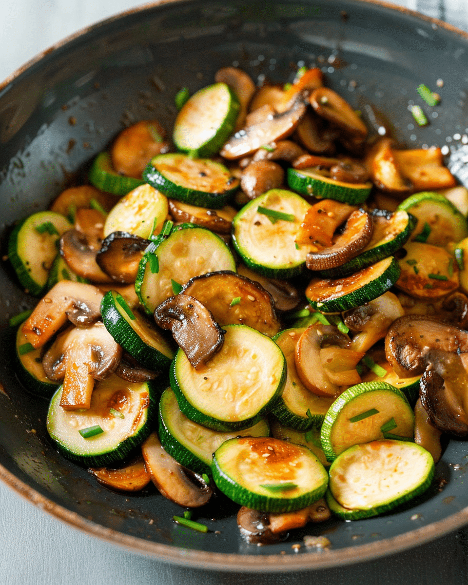 Savory Stir Fried Zucchini and Mushrooms