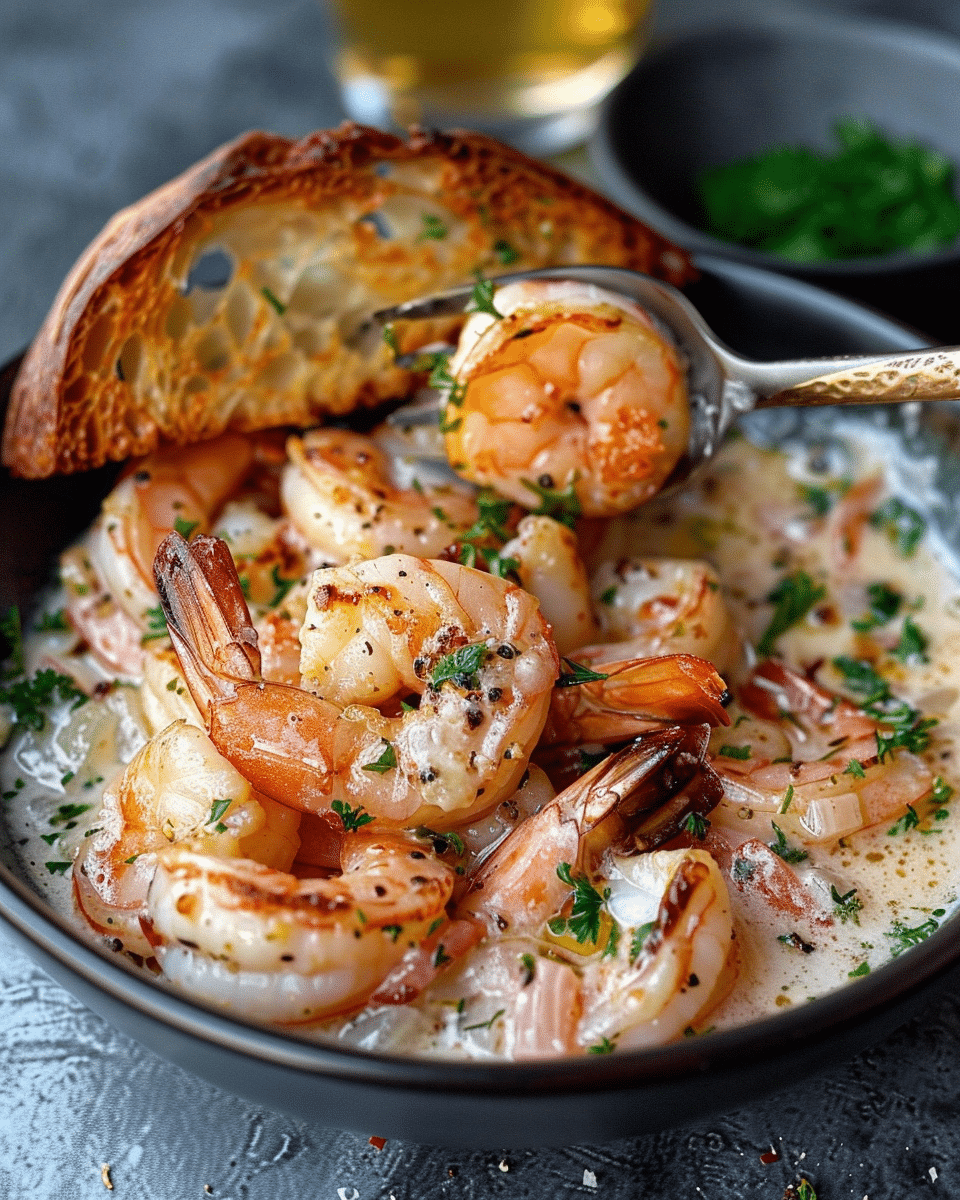 Shrimp Scampi Bowls with Garlic Bread