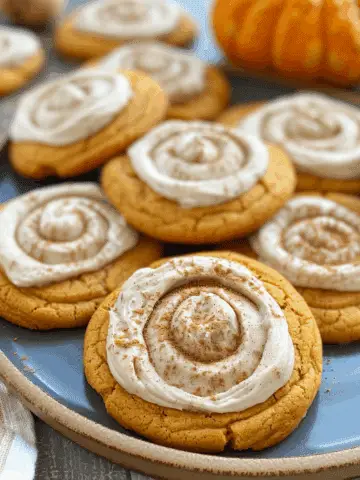 Soft Pumpkin Cookies with Cinnamon Frosting