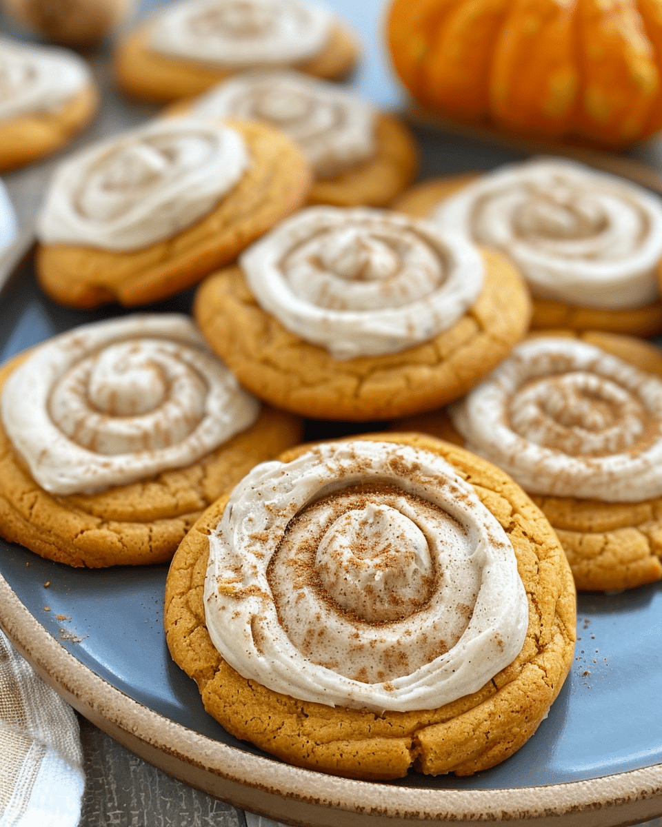 Soft Pumpkin Cookies with Cinnamon Frosting