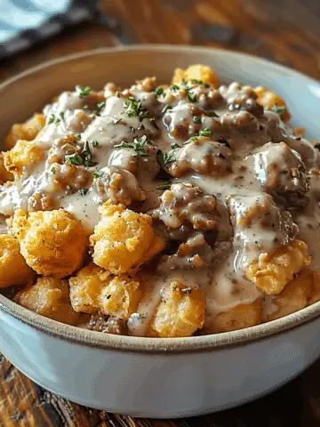 Tater Tot Breakfast Bowl with Sausage Gravy