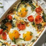 Baked Feta Eggs with Spinach and Tomatoes
