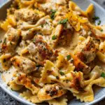 Cheesy Garlic Butter Chicken Bowties with Mozzarella Cream Sauce