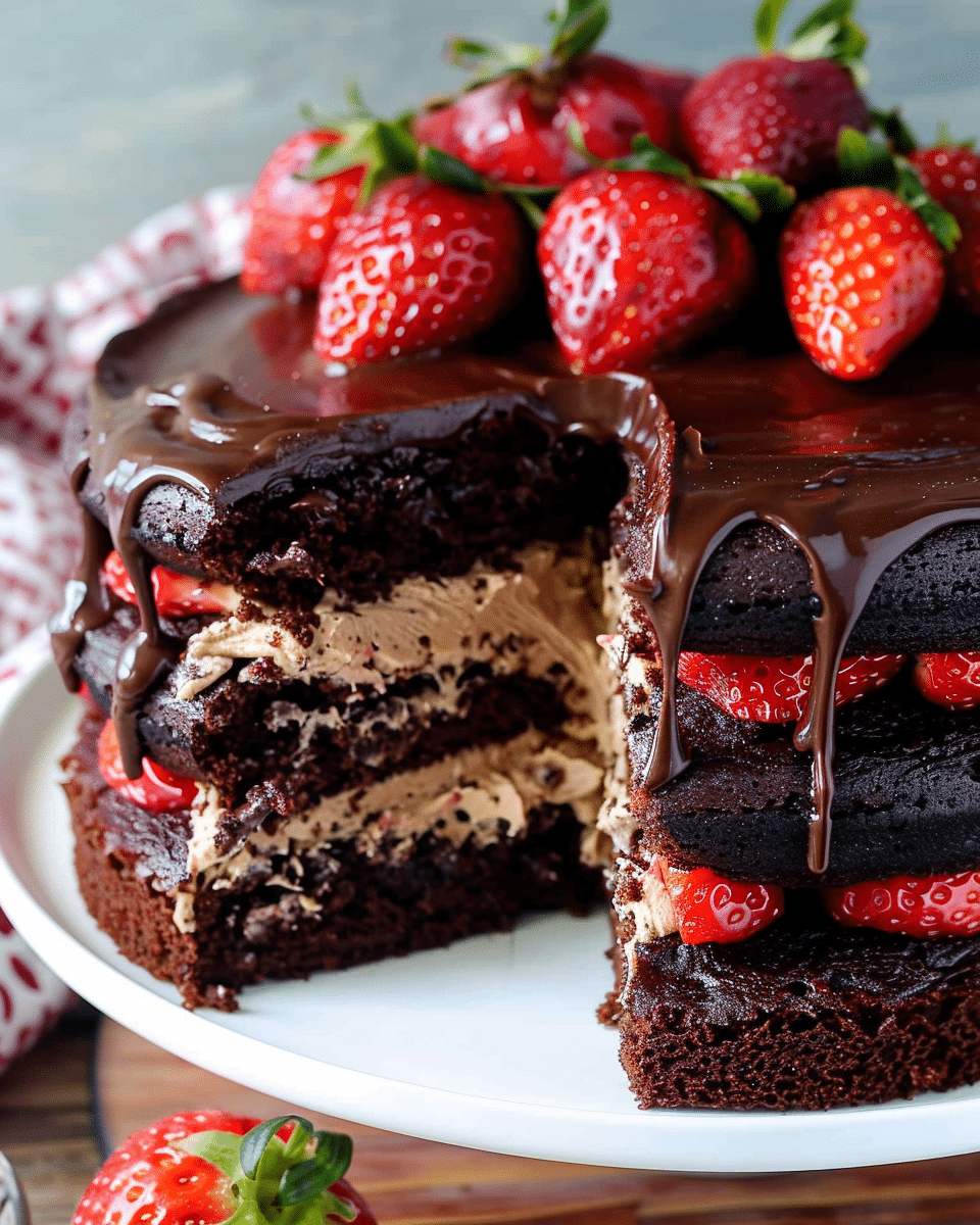 Chocolate Cake with Strawberry Filling