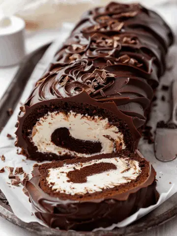 Chocolate Swiss Roll with Cream Filling & Ganache