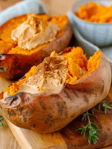 Cinnamon Butter Baked Sweet Potatoes
