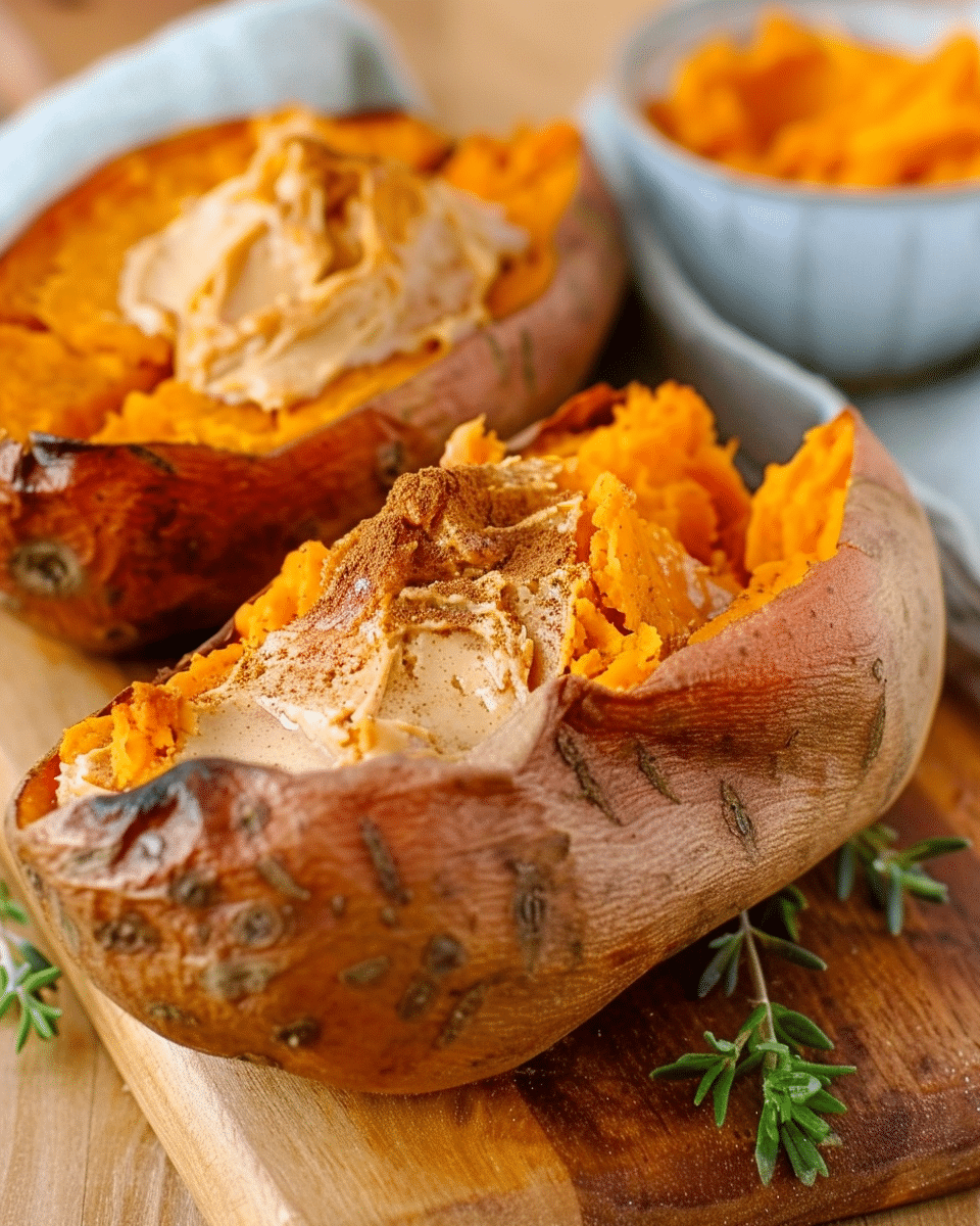 Cinnamon Butter Baked Sweet Potatoes