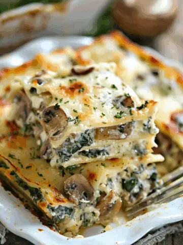 Creamy Spinach & Mushroom Lasagna