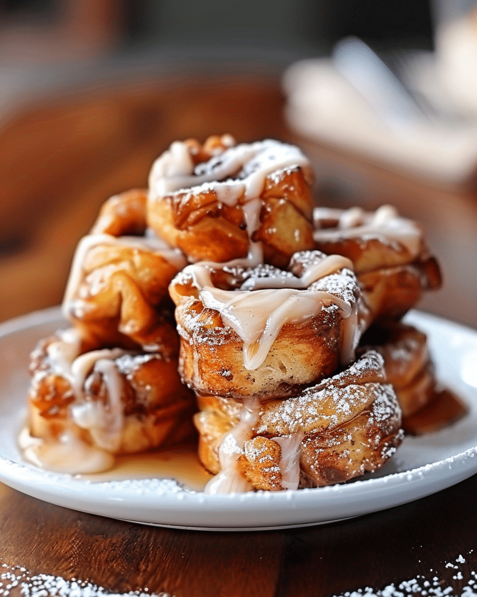 Glazed Cinnamon Roll French Toast Bites